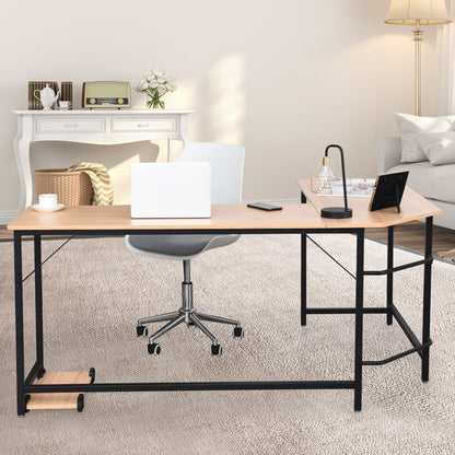 L Shaped Desk Corner Computer Desk PC Laptop Gaming Table Workstation-Natural