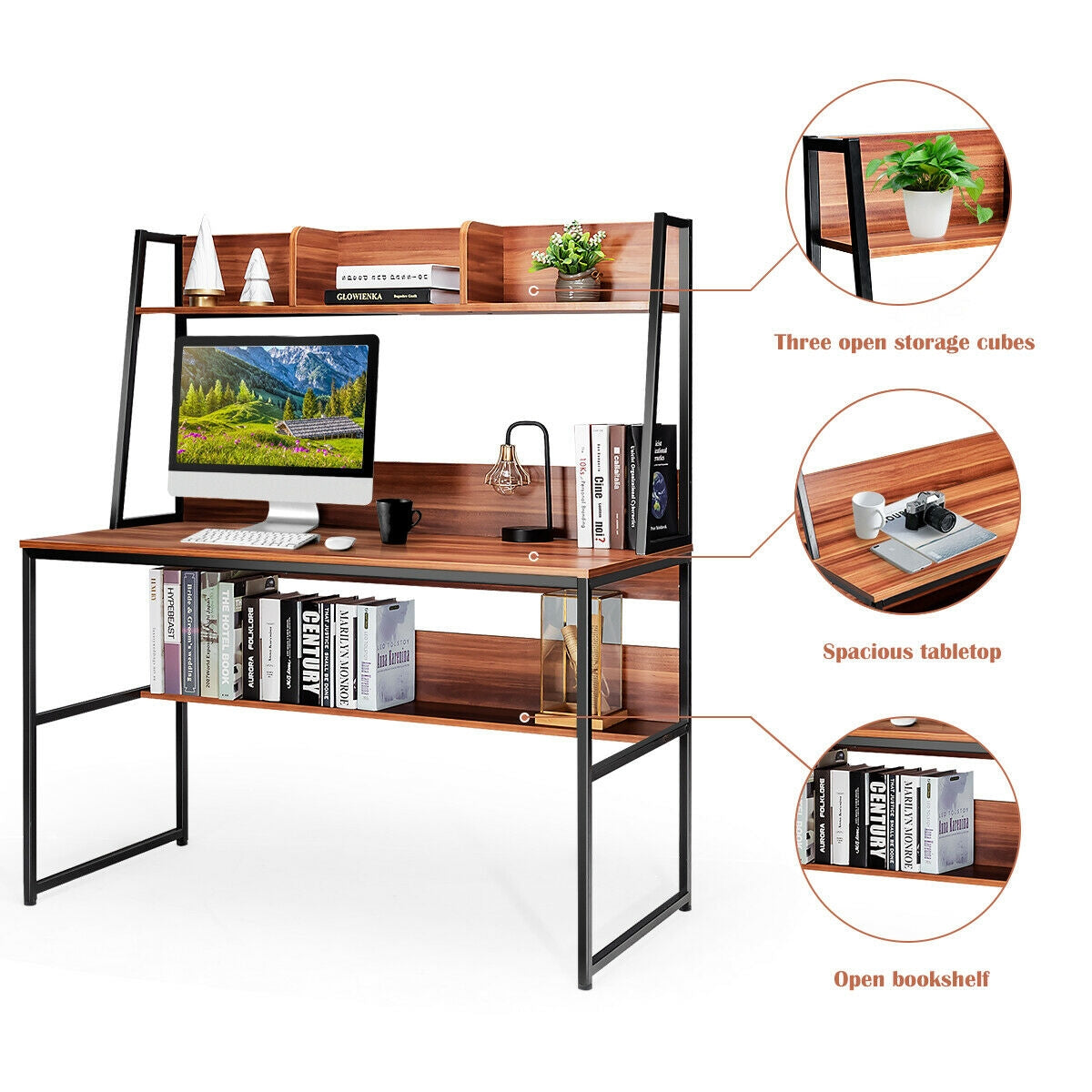 47-Inch Computer Desk Writing Study Table Workstation-Coffee