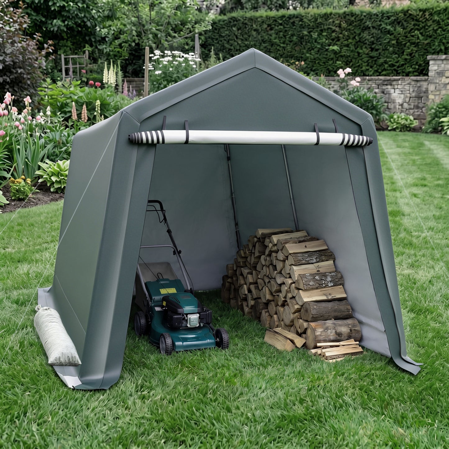 Outdoor Storage Shed 8.3 x 14 Ft with Roll-Up Zipper Door