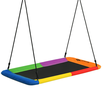 60 Inches Platform Tree Swing with 2 Hanging Straps - Multicolor