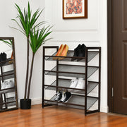 2/3/4 Tiers Flat and Slant Metal Shoe Rack for Entryway Hallway-4-Tier
