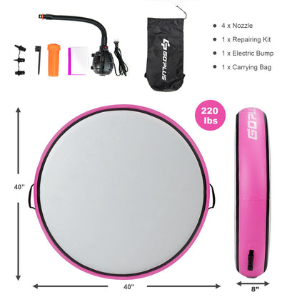 40 Inch Inflatable Round Gymnastic Mat with Electric Pump-Pink