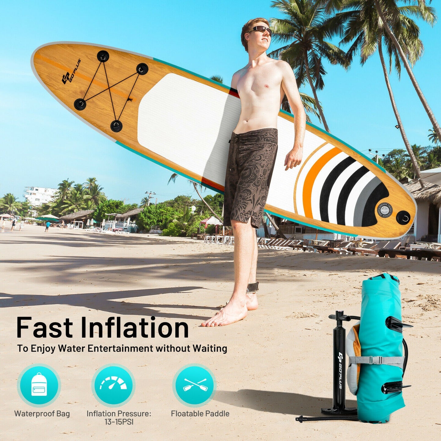 11 Feet Inflatable Stand up Paddle Board Surfboard SUP with Bag