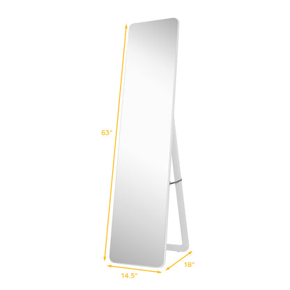 Full Length Frameless Wall Mountable Floor Mirror-White