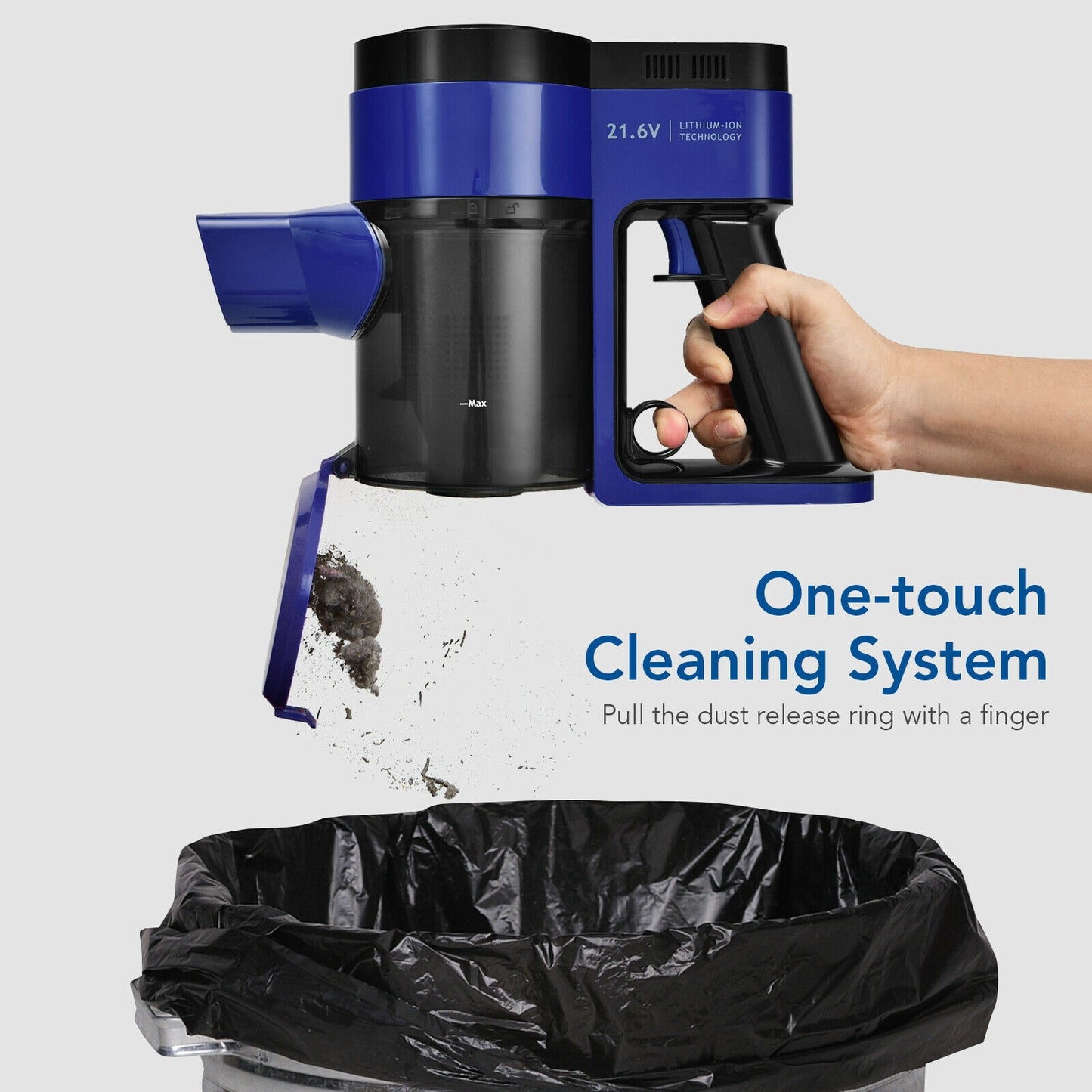 3-in-1 Handheld Cordless Stick Vacuum Cleaner with 6-cell Lithium Battery-Blue
