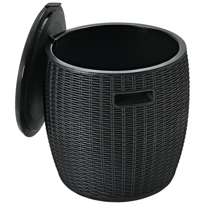9.5 Gallon 4-in-1 Patio Rattan Cool Bar Cocktail Table Side Table