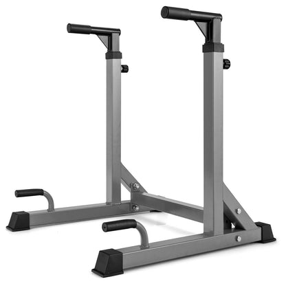 Adjustable Dip Bar with 10 Height Levels-Silver