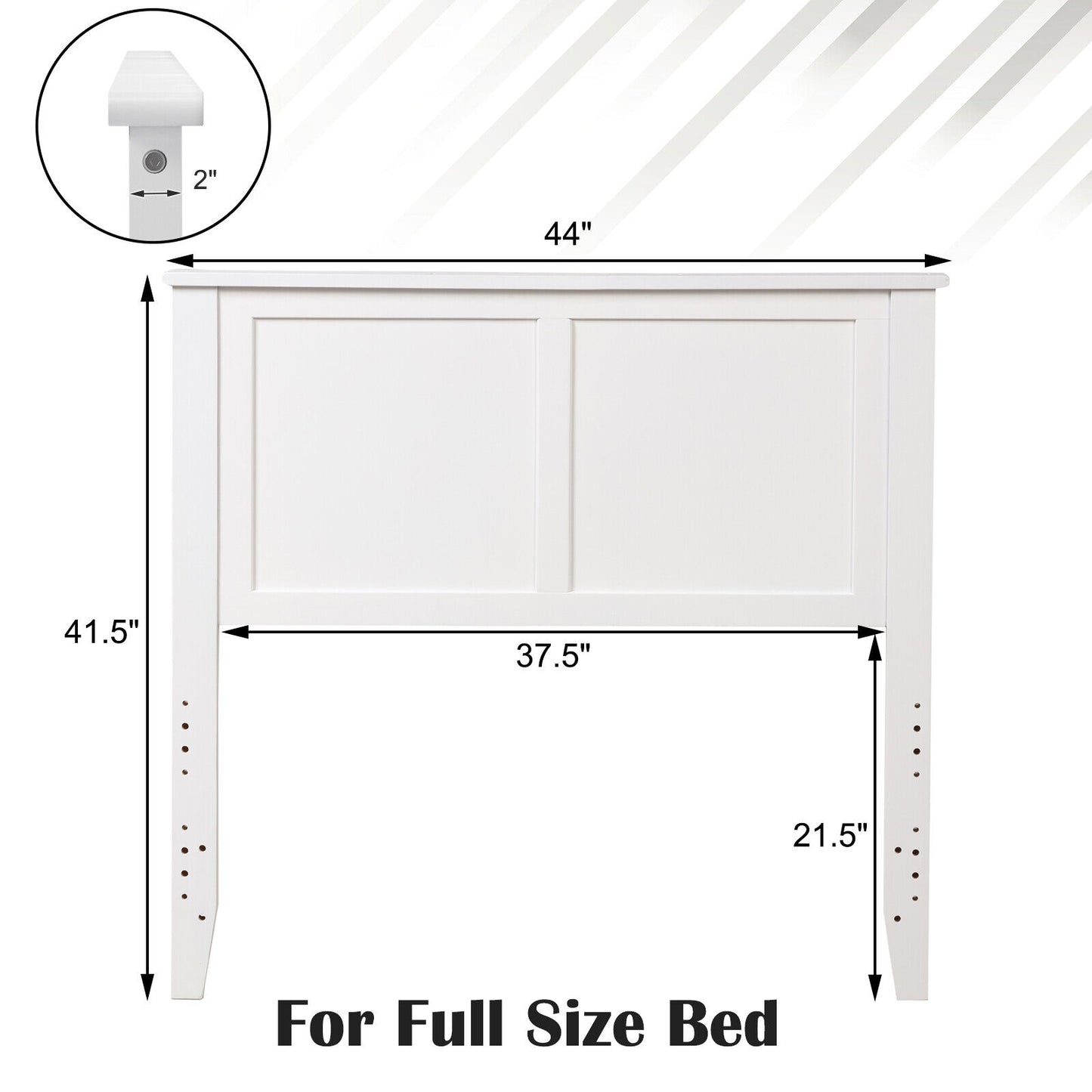 Solid Wood Flat Panel Headboard for Twin-size Bed-White