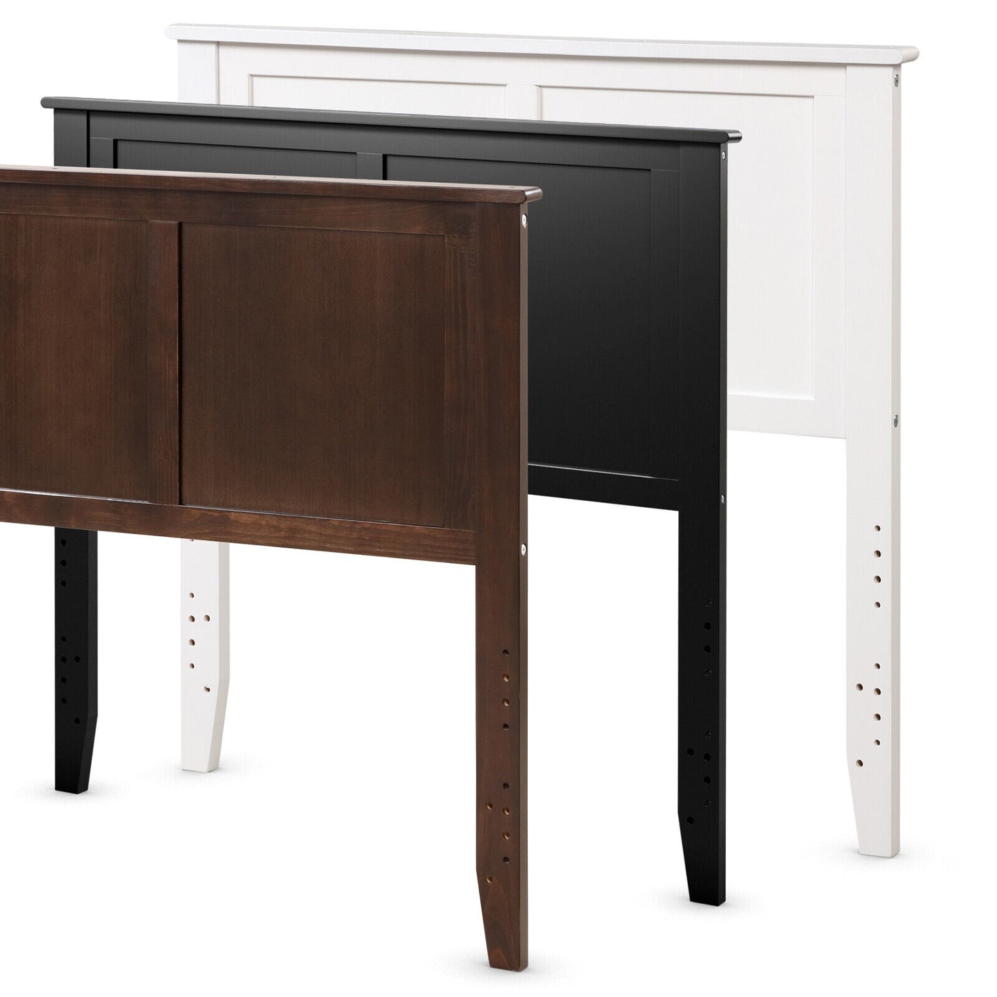 Solid Wood Flat Panel Headboard for Twin-size Bed-Brown