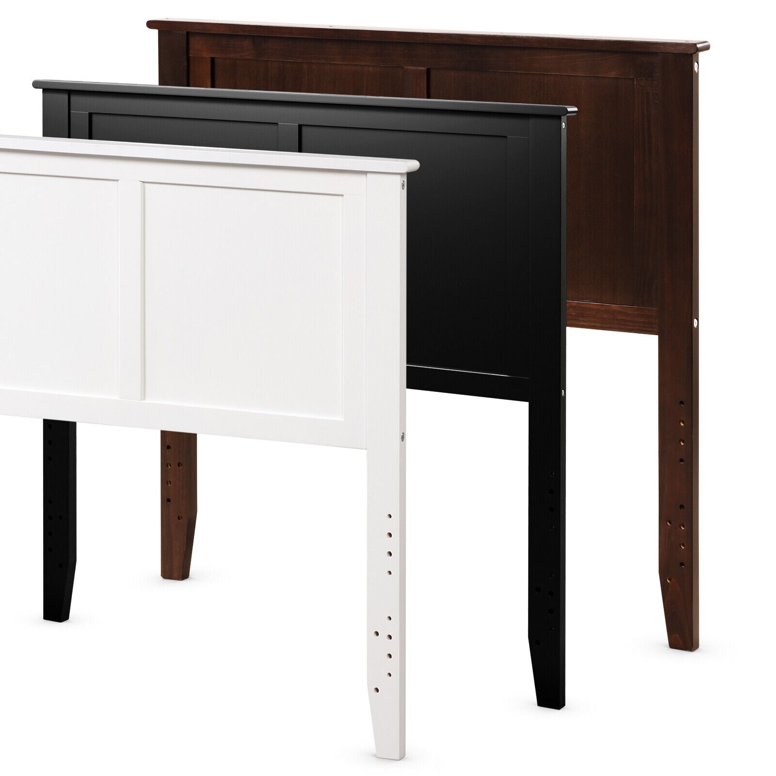 Solid Wood Flat Panel Headboard for Twin-size Bed-White