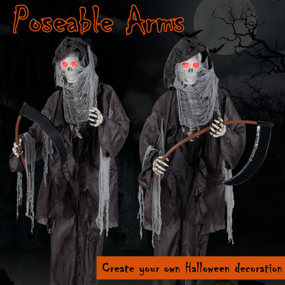 8.5 Feet Halloween Decoration Animated Standing Grim Reaper with Glowing Eyes
