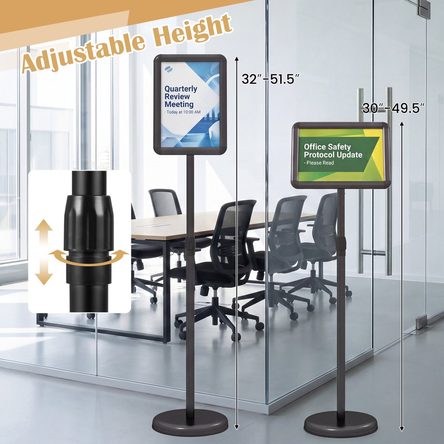 Adjustable Sign Holder Stand with 360° Rotation - 8.5 x 11 Inch