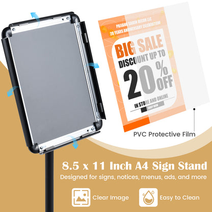 Adjustable Sign Holder Stand with 360° Rotation - 8.5 x 11 Inch