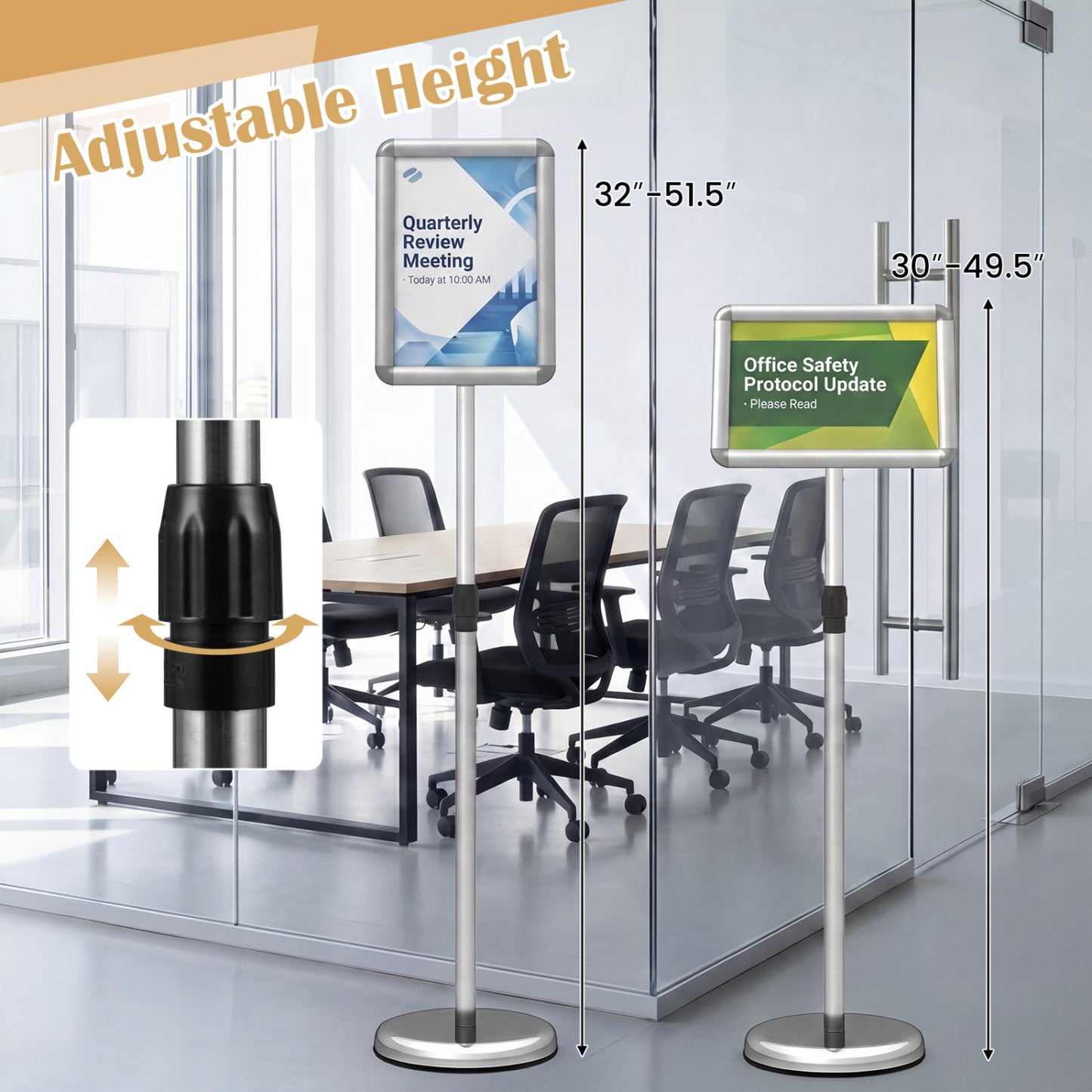 Adjustable Sign Holder Stand with 360° Rotation - 8.5 x 11 Inch