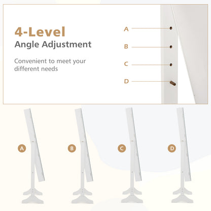 Adjustable Standing Jewelry Cabinet with Full Length Mirror-White