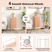 10 Drawer Rolling Storage Cart Organizer with 4 Universal Casters-Cherry