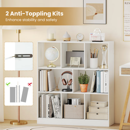 8-Cube Bookcase 3-Tier Storage Organizer with Anti-Tip Kit