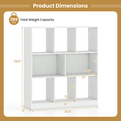 8-Cube Bookcase 3-Tier Storage Organizer with Anti-Tip Kit