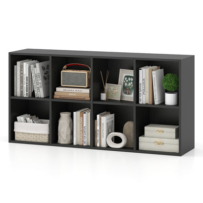 8-Cube Bookcase Bookshelf with 2 Anti-Tipping Kits Storage Organizer-Natural - Black