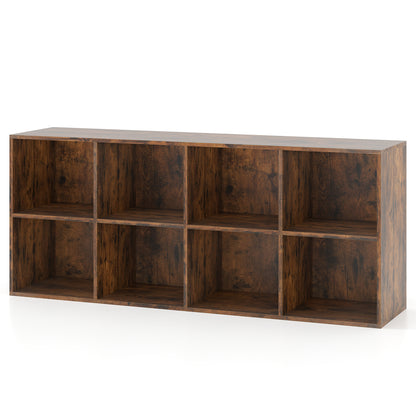 8-Cube Bookcase Bookshelf with 2 Anti-Tipping Kits Storage Organizer-Natural - Rustic Brown