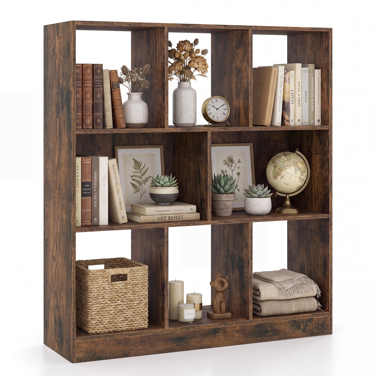 8-Cube Bookcase 3-Tier Storage Organizer with Anti-Tip Kit