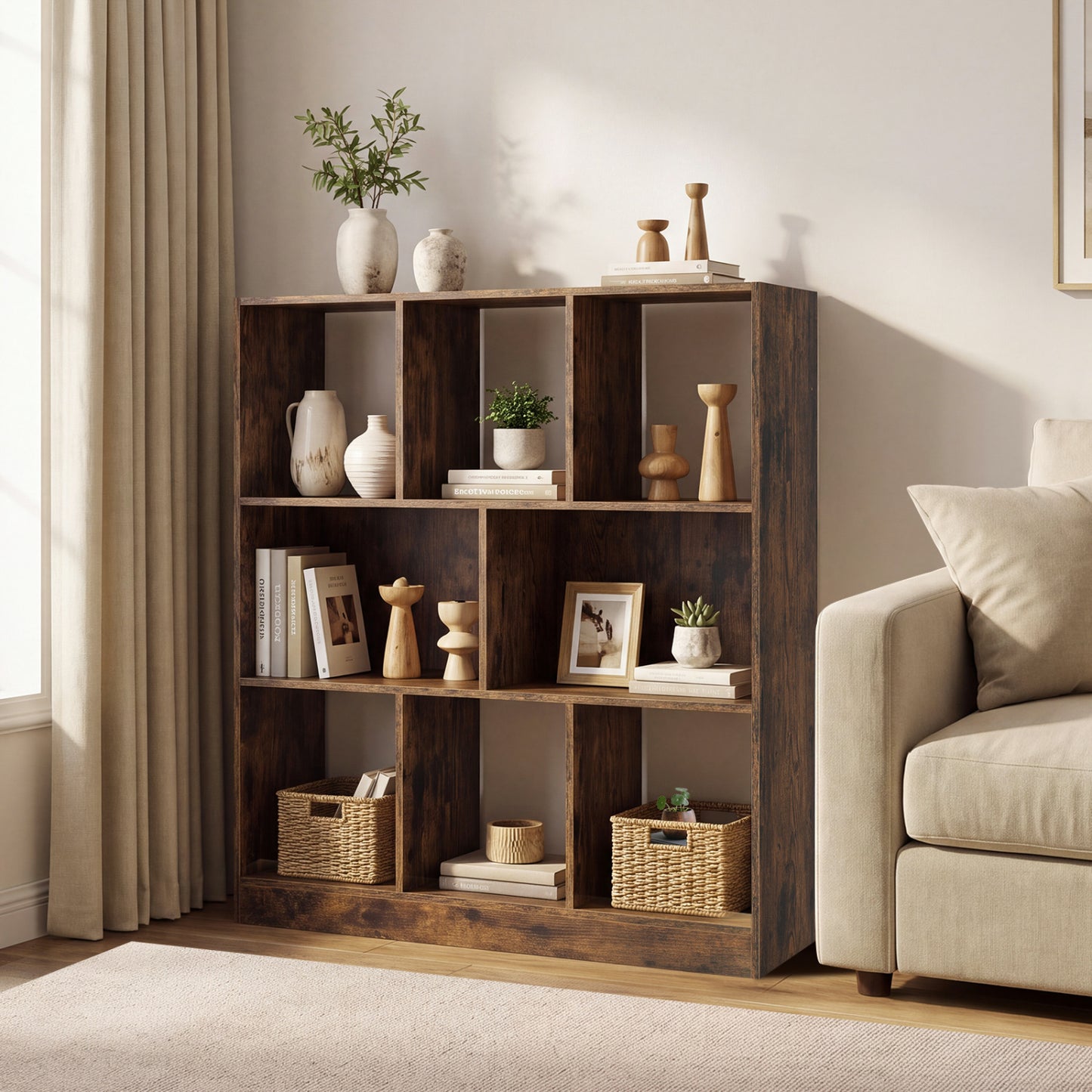 8-Cube Bookcase 3-Tier Storage Organizer with Anti-Tip Kit