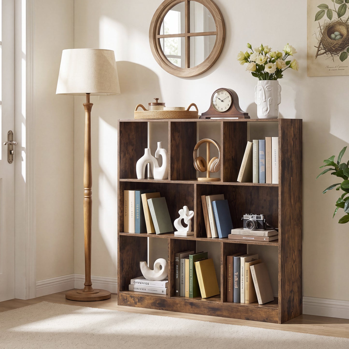 8-Cube Bookcase 3-Tier Storage Organizer with Anti-Tip Kit