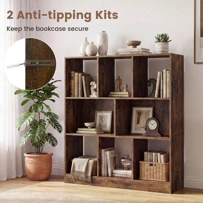 8-Cube Bookcase 3-Tier Storage Organizer with Anti-Tip Kit