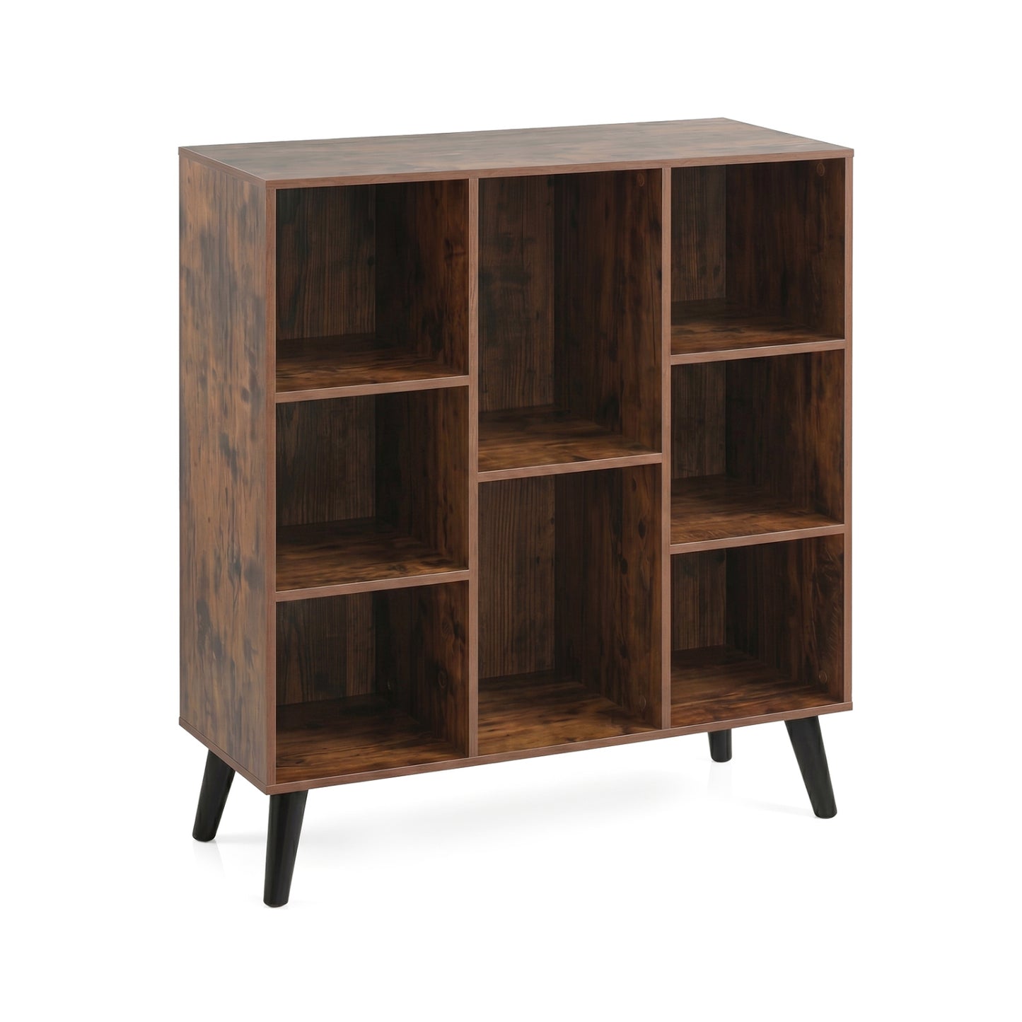 8-Cube Bookcase with Raised Legs - Rustic Brown