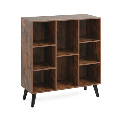 8-Cube Bookcase with Raised Legs - Rustic Brown