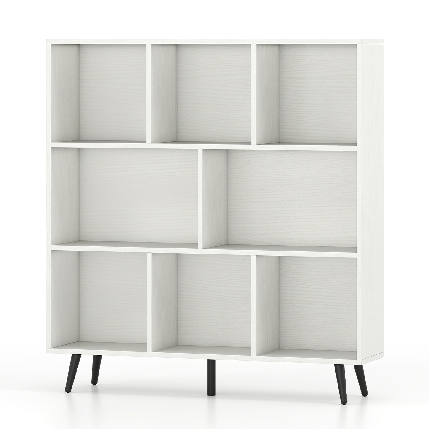 7/8/10-Cube Bookcase with 5 Tapered Metal Legs-7 Cubes - White