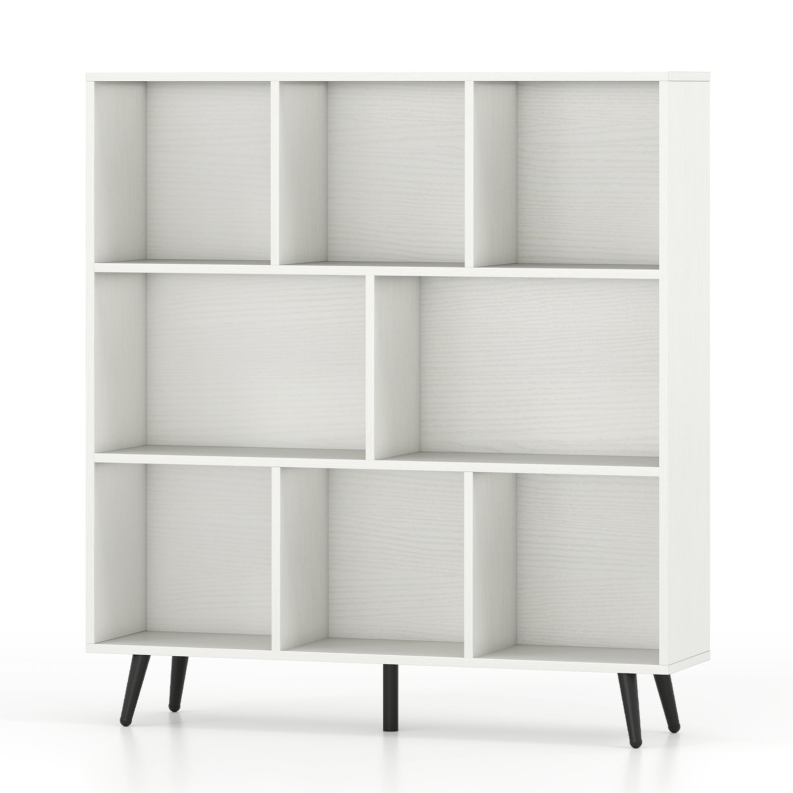 7/8/10-Cube Bookcase with 5 Tapered Metal Legs-7 Cubes - White