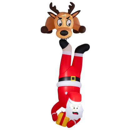 8 FT Inflatable Roof Hanging Christmas Funny Xmas Blow up Climbing Santa Claus and Reindeer