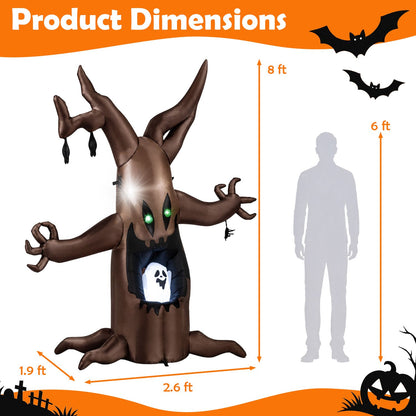 8 FT Halloween Inflatable Tree with Animated Popping Ghost for Holiday