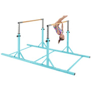 8 FT Double Horizontal Bars with 13-Level Adjustable Heights-Green - Green