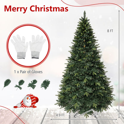 8 FT Artificial Christmas Tree with 1450 Full Branch Tips and Folding Metal Stand