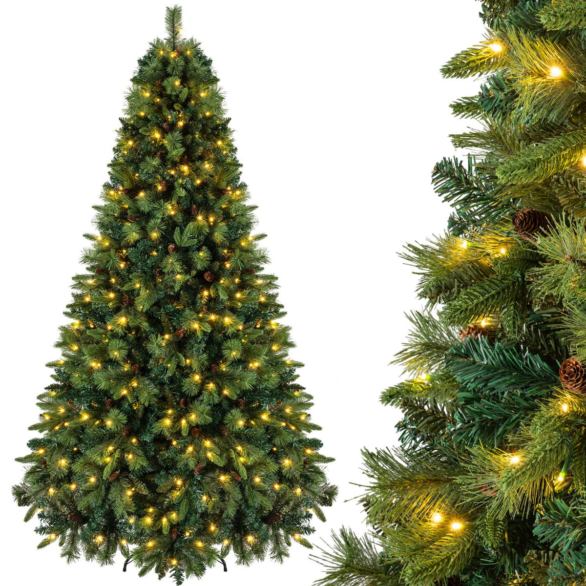 8 FT Pre-Lit Artificial Christmas Tree with 310/400/515 Warm White LED Lights and 8