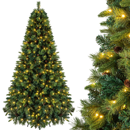8 FT Pre-Lit Artificial Christmas Tree with 310/400/515 Warm White LED Lights and 8