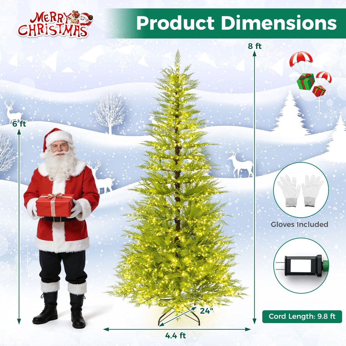 5 FT Pre-Lit Artificial Christmas Tree with 670 Warm White Lights