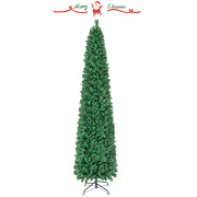 5/6/7/8 FT Pre-Lit Christmas Pencil Tree with Colorful Fiber Optics Green-5 ft - 8 Ft