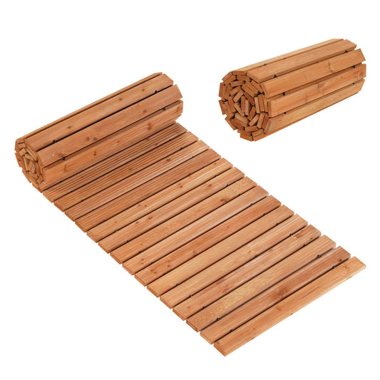 8 FT Wooden Garden Pathway with Non-Slip Surface for Patio