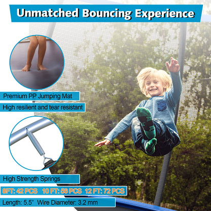 8 Feet ASTM Approved Recreational Trampoline with Ladder-Blue