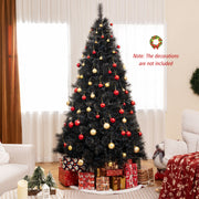 6/7/8 Feet Black Artificial Halloween Christmas Tree with PVC Branch Tips and 210/320/450 Cool White LED Lights