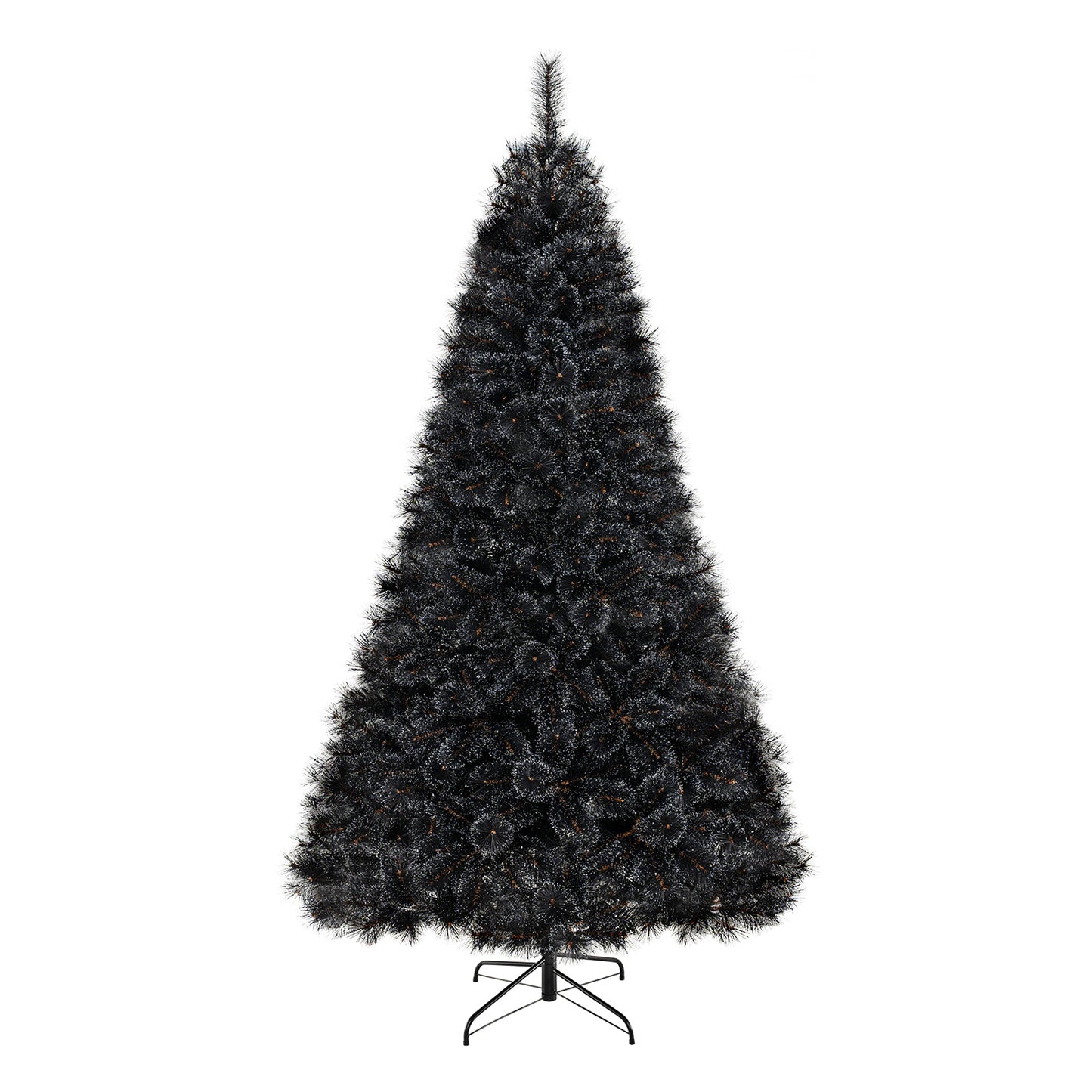 6/7/8 Feet Black Artificial Halloween Christmas Tree with PVC Branch Tips and 210/320/450 Cool White LED Lights