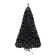 6/7/8 Feet Black Artificial Halloween Christmas Tree with PVC Branch Tips and 210/320/450 Cool White LED Lights