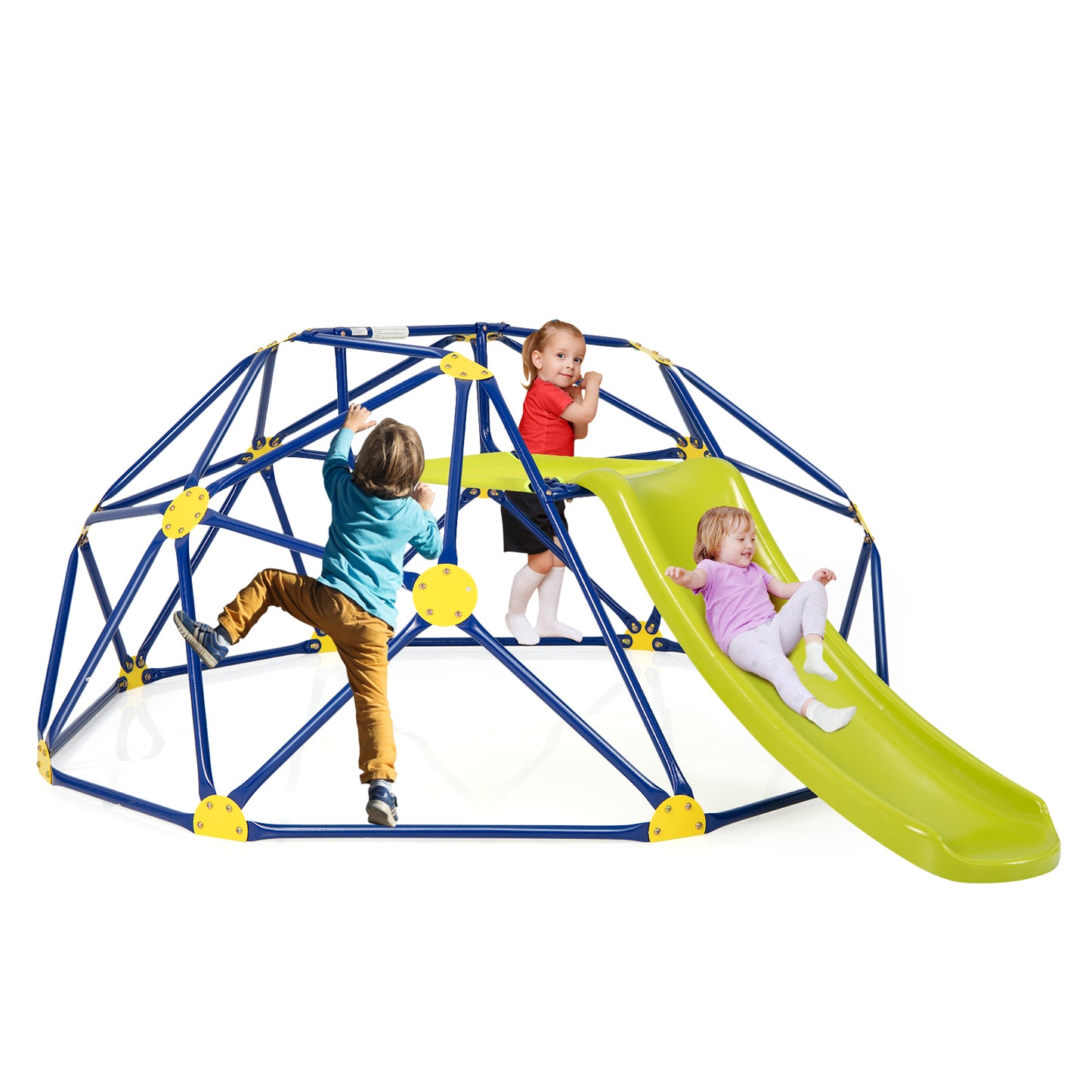 Kids Climbing Dome with Slide and Fabric Cushion for Garden Yard