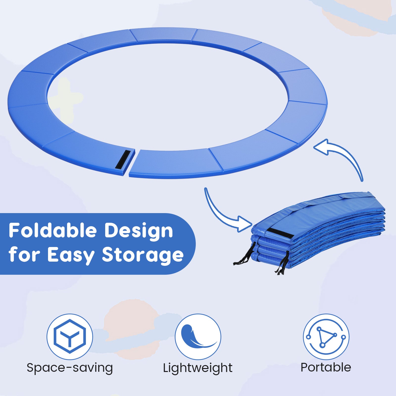 8 Feet Trampoline Pad Replacement Safety Pad with Fixing Straps (Blue)