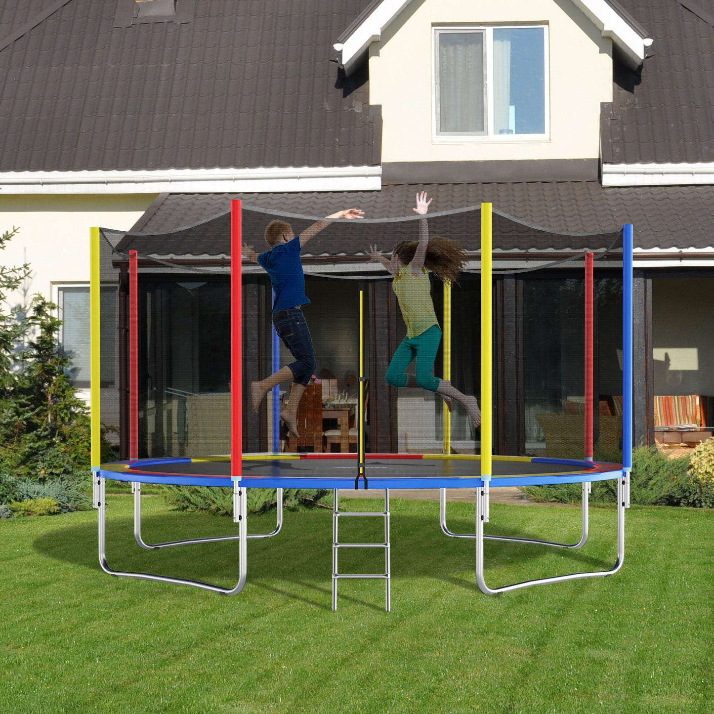 8 Feet Trampoline Pad Replacement Safety Pad with Fixing Straps (Multicolor)