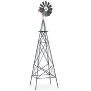 8 Feet Windmill Metal Ornamental Wind Wheel Weather Resistant-Gray
