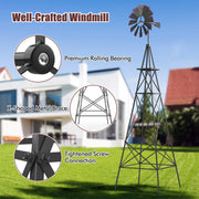 8 Feet Windmill Metal Ornamental Wind Wheel Weather Resistant-Gray